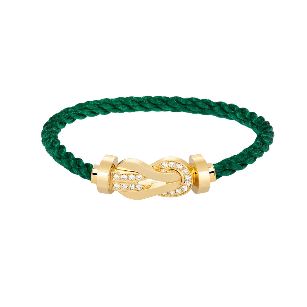 FRED CHANCE LARGE 8 FIGURE BUCKLE HALF DIAMOND BRACELET GOLD