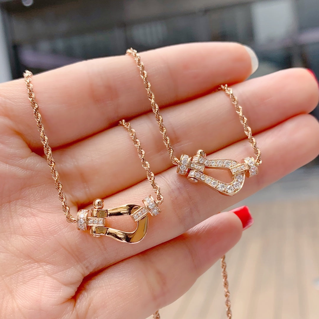 FRED FORCE 10 PINK GOLD DIAMOND NECKLACE
