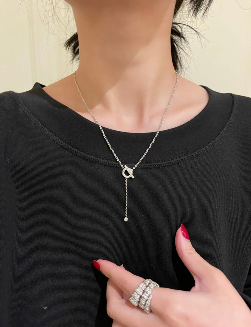 HERMES FINESSE SILVER DIAMOND NECKLACE