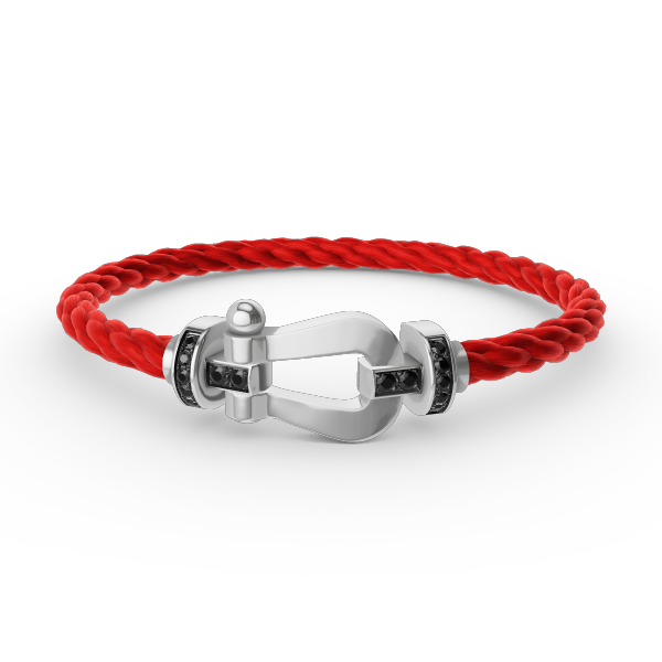 FRED FORCE LARGE HORSESHOE BLACK DIAMOND BRACELET SILVER