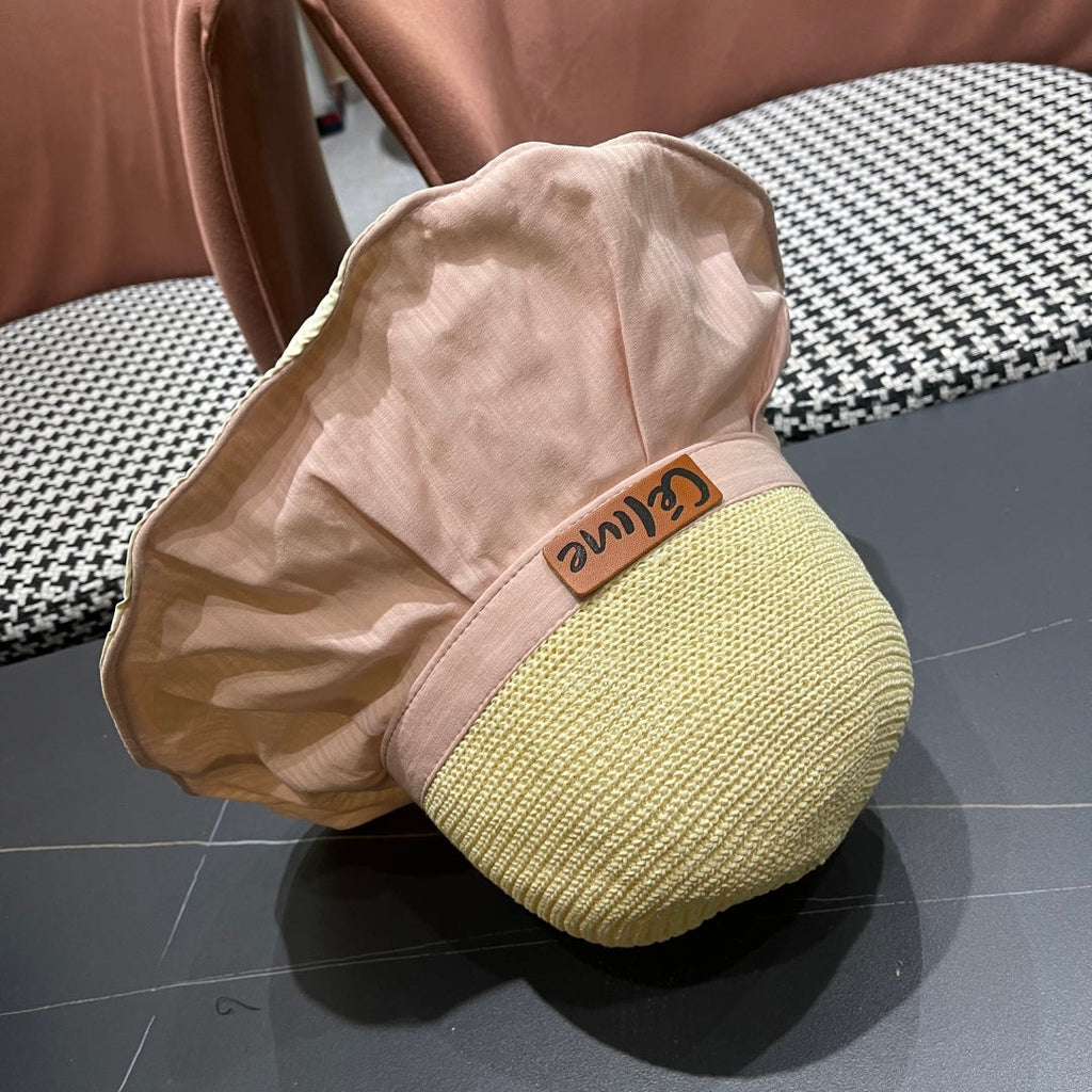 CELINE WIDE BRIM HAT MODEL 651947 IN PINK MESH FABRIC