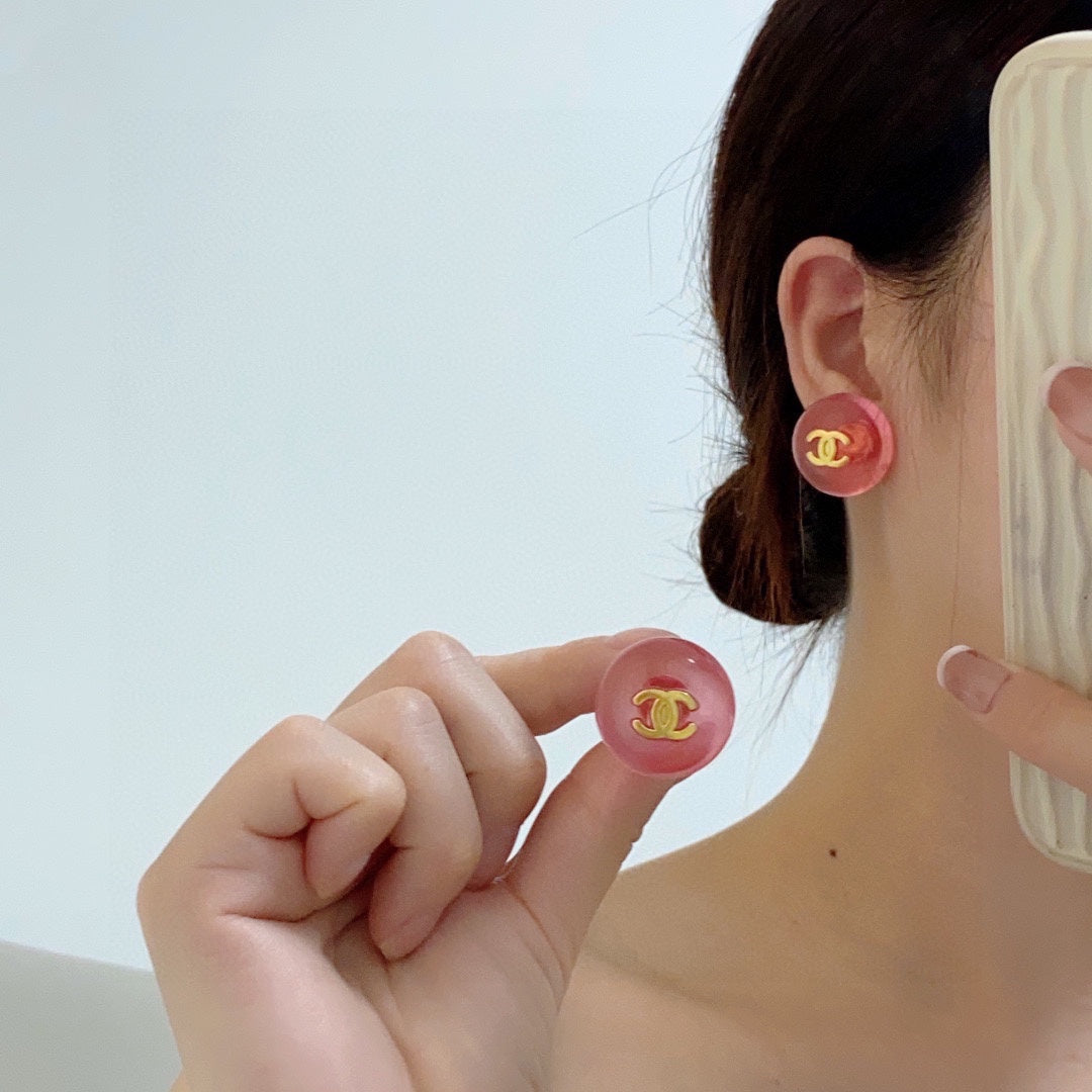 18K  Chanel Pink Crystal Earrings