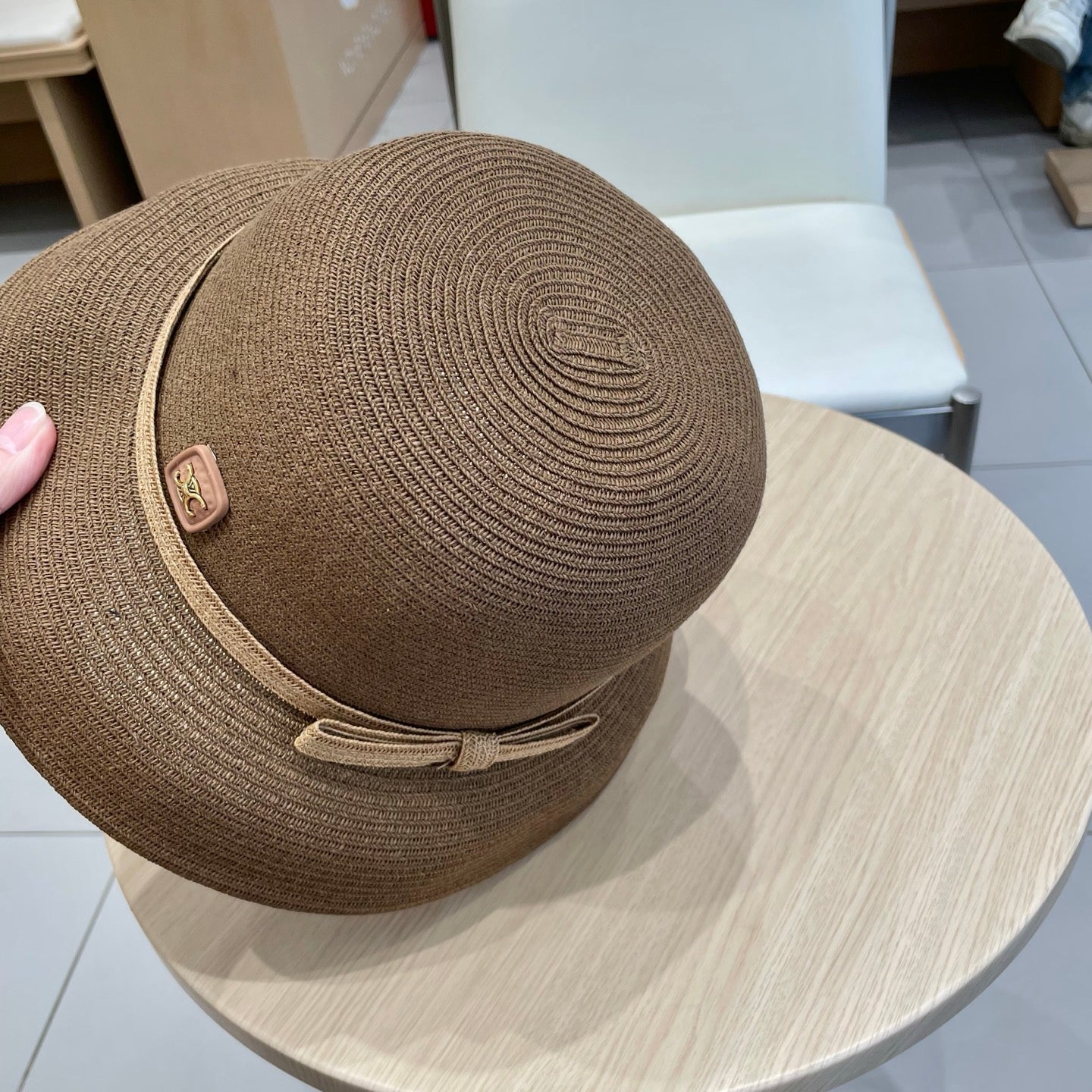 CELINE BUKET HAT MODEL 650559 IN BROWN SPRAY FABRIC